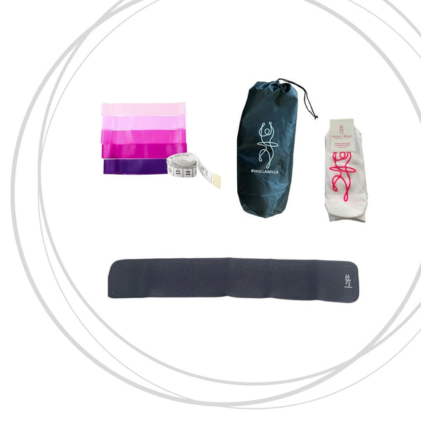 Bundle Accessories: Hula-Hoop Tasche, Anti-Rutsch-Socken, Bauchgürtel und Equipment-Set - Hulla Milla