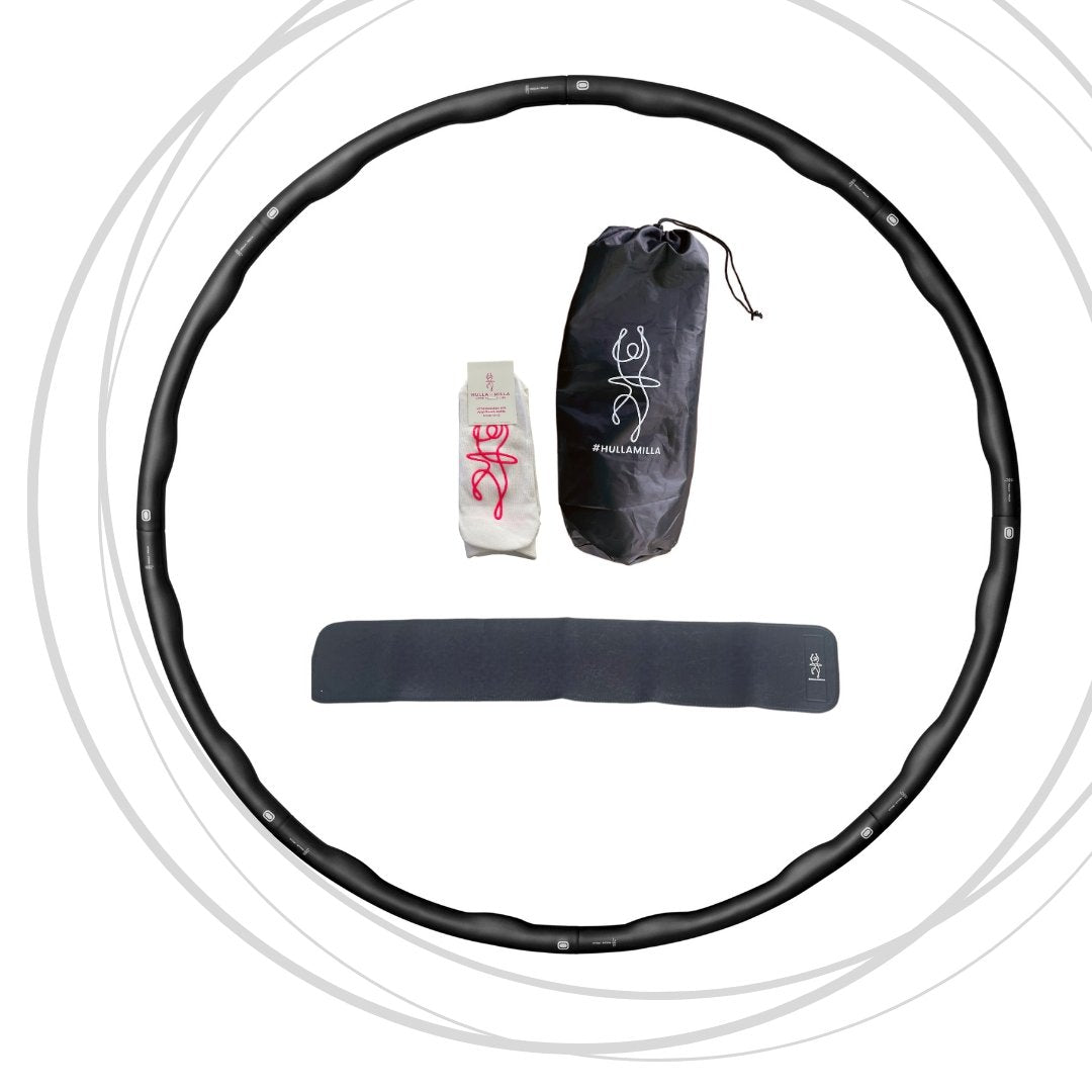 Hula-Hoop BLACK BEAST mit Bauchgürtel, Tragetasche und Socken - Hulla Milla